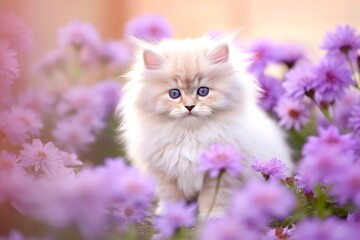 Naklejka na ściany i meble Close-up of cute cat gazing at something with beautiful bokeh background