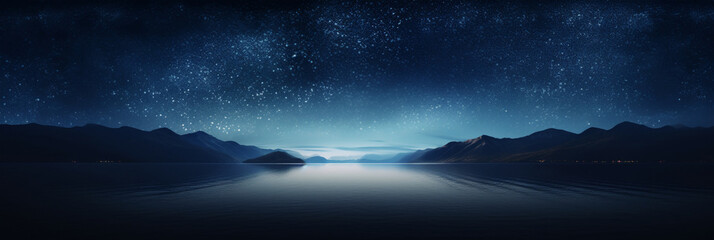 青く美しい広大な夜の海原の風景 - obrazy, fototapety, plakaty