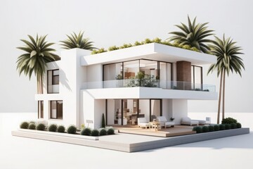 modern house with trees and balcony photo