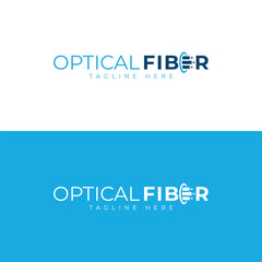 Optical fiber broadband creative logo wordmark typography design for internet business - obrazy, fototapety, plakaty