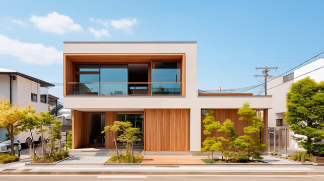 海の近くにありそうな白い四角い家