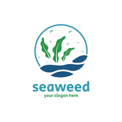 seaweed logo design with vector illustration template