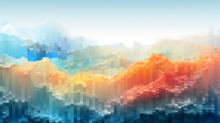 ピクセルで表現された山のイラスト素材