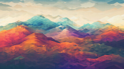ピクセルで表現された山のイラスト素材