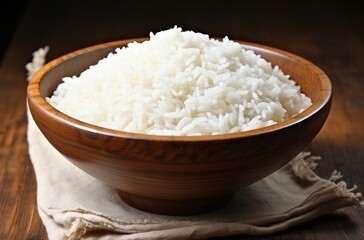 Fototapeta na wymiar Wooden Bowl Of Rice