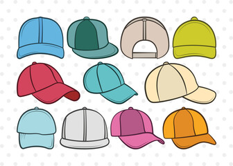 Baseball Hat Clipart SVG Cut File | Baseball Cap Svg | Cap Svg | Softball Cap Svg | Baseball Hat Svg Bundle