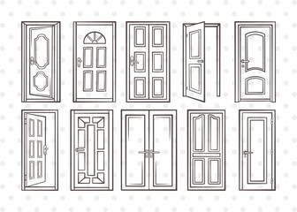 Door Clipart SVG Cut File | Open Door Svg | Door Frame Svg | Front Door Svg | House Door Svg | Window Svg | Door Svg Bundle
