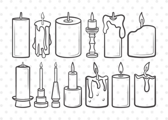 Burning Candle Clipart SVG Cut File | Birthday Candles Svg | Wax Candle Svg | Melting Candle Svg | Christmas Candle Svg | Meditation Candle Svg | Candle Svg | Burning Candle Svg Bundle