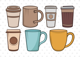 Coffee Cup Clipart SVG Cut File | Coffee Mug Svg | Coffee Svg | Hot Coffee Svg | Coffee Cup Svg Bundle