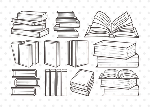 Book Clipart SVG Cut File | Book Club Svg | Stacked Books Svg | Open Book Svg | School Book Svg | Stack Of Books Svg | Library Svg | Book Svg Bundle