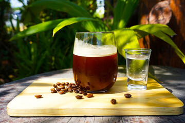 Americano house blend is Arabica coffee beans mixed with Robusta, giving it a strong taste and aroma.