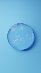 水色背景に円形の氷の台座。俯瞰。（縦長）