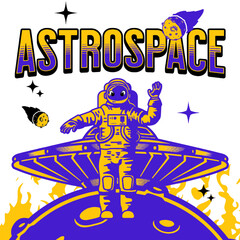 Astronaut Space Ufo Vector Art, Illustration and Graphic