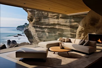 Fotobehang relaxing modern home on the beach © O-Foto