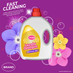 Vector gel or liquid laundry detergent advertising