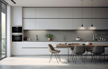 Interior design of modern home kitchen, restaurant.