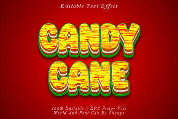 Candy Cane Editable Text Effect 3D Emboss Cartoon Style