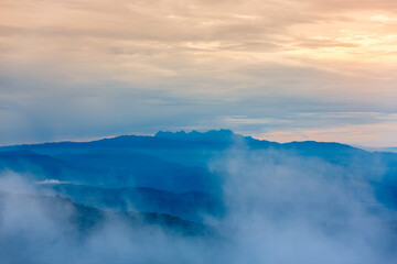 doi luang chiang dao mountains landscape in cloudy day at dusk