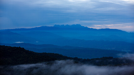 doi luang chiang dao mountains landscape in cloudy day at dusk