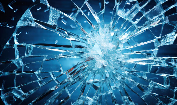 blue glass mirror crack