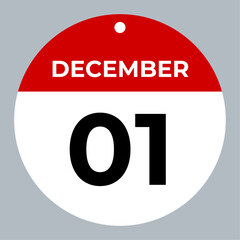 december 1 calendar reminder. 1 december daily calendar icon template. Calendar 1 december icon Design template. Vector illustration
