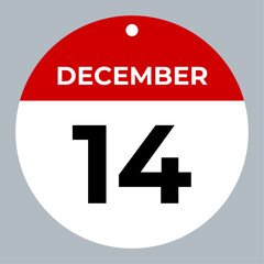 december 14 calendar reminder. 14 december daily calendar icon template. Calendar 14 december icon Design template. Vector illustration