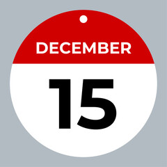 december 15 calendar reminder. 15 december daily calendar icon template. Calendar 15 december icon Design template. Vector illustration