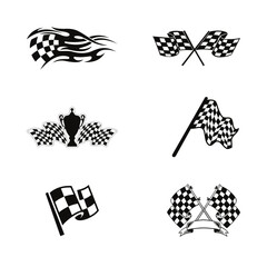 Icon Black and white racing flag vector illustration 