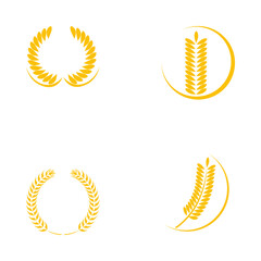 Collection of silhouettes of distinct golden and white foliate laurel, vector illustration.