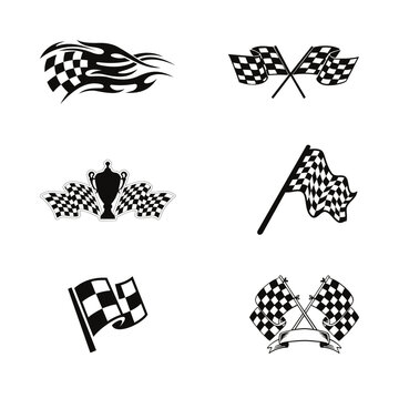 Icon Black and white racing flag vector illustration 