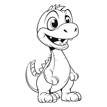 recommend clip art: Cute cartoon dinodsaur line drawing vector for coloring page