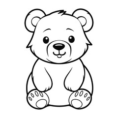 Obraz na płótnie Canvas Cute cartoon bear line drawing vector for coloring page