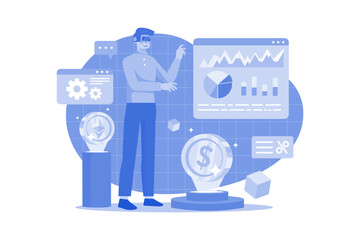 Businessman Doing Analysis Using VR
