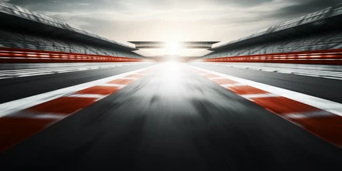 Gartenposter F1 race track circuit road with motion blur and grandstand stadium for Formula One racing © Summit Art Creations