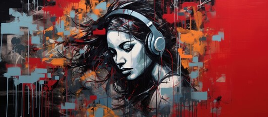 The artist created a stunning graffiti painting with an intricate background pattern and texture using vibrant red and orange colors to bring a grunge inspired art to life on the city wall 