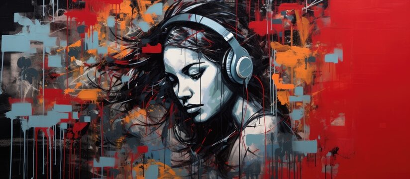 The artist created a stunning graffiti painting with an intricate background pattern and texture using vibrant red and orange colors to bring a grunge inspired art to life on the city wall 