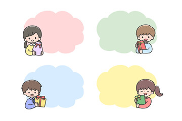 プレゼントを持つ笑顔の子どもたち