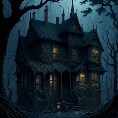 A Haunted House in Moonlight