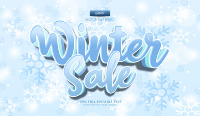 Vector design editable text effect, Winter Sale 3d cartoon - obrazy, fototapety, plakaty