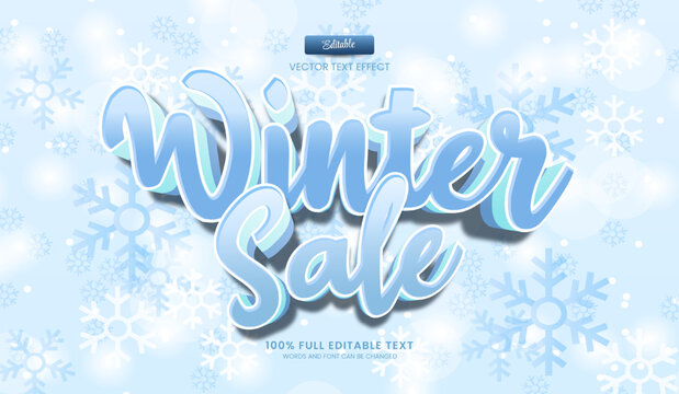 Vector design editable text effect, Winter Sale 3d cartoon