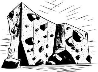 Indoor Bouldering Wall Vintage Outline Icon In Hand-drawn Style