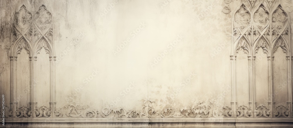 Poster the vintage building s white wall with its abstract pattern and textured design created a captivatin