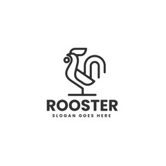 Vector Logo Illustration Rooster Line Art Style