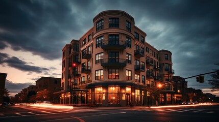 Condominiums in urban communities at night, details of urban communities