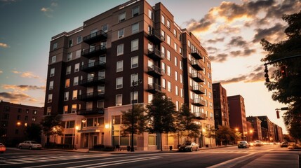 Fototapeta premium Condominiums in urban communities at night, details of urban communities
