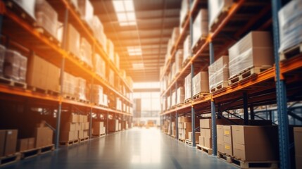 Fototapeta premium Walkways between warehouses, warehouses and workers, storage locations