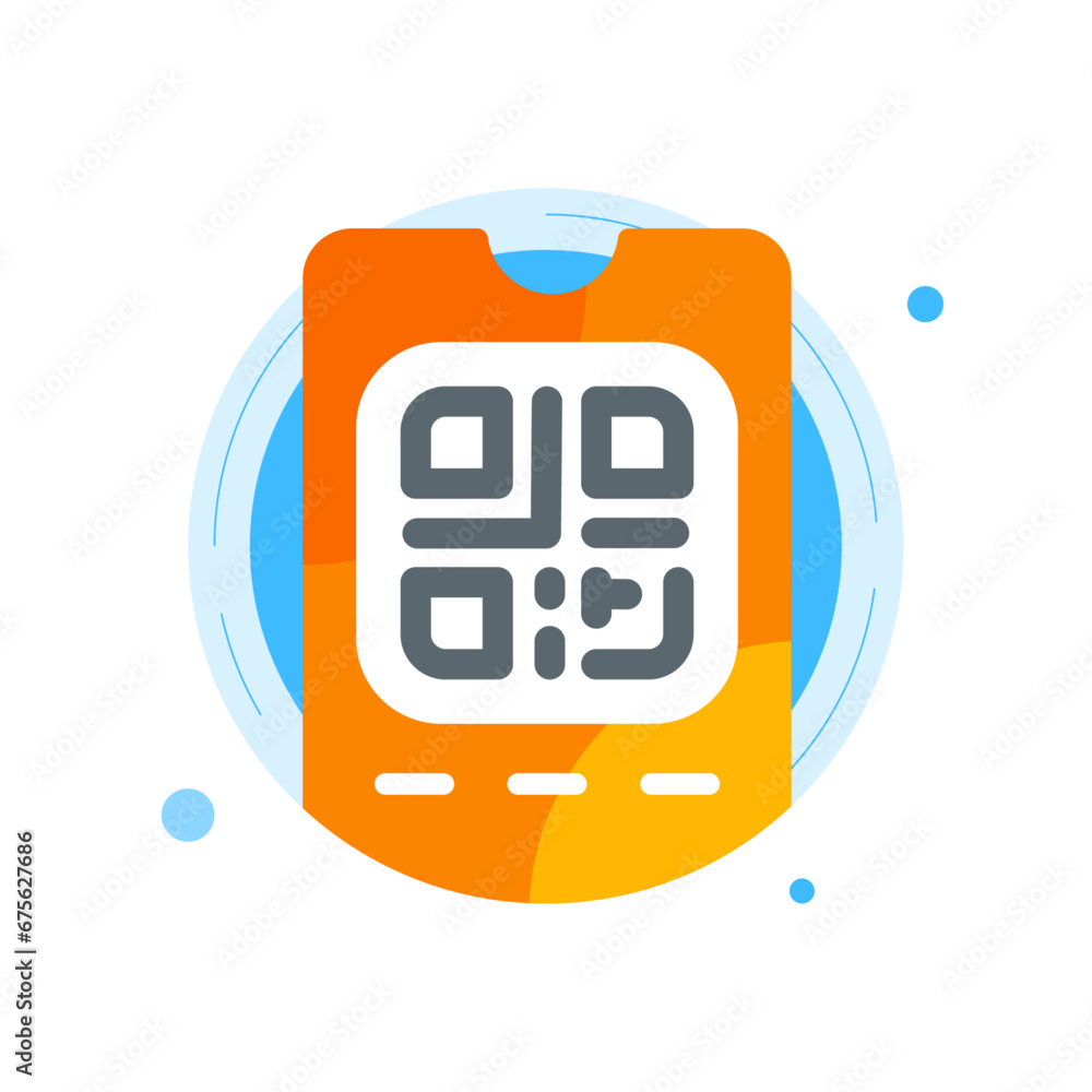 Poster digital voucher qr code placement template concept illustration flat design vector. modern graphic e