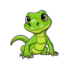 Cute monitor lizard cartoon on white background