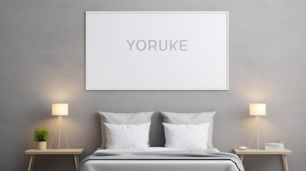 interior of a bedroom,Elegant Poster Frame Mockup in Bedroom, Scandinavian Bedroom with White Frame ,AI Generative 