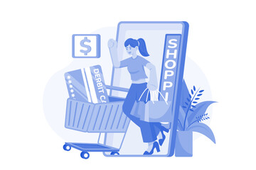 Mobile Shopping Payment Illustration concept on white background